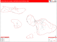 Kahului-Wailuku-Lahaina Metro Area Digital Map Red Line Style
